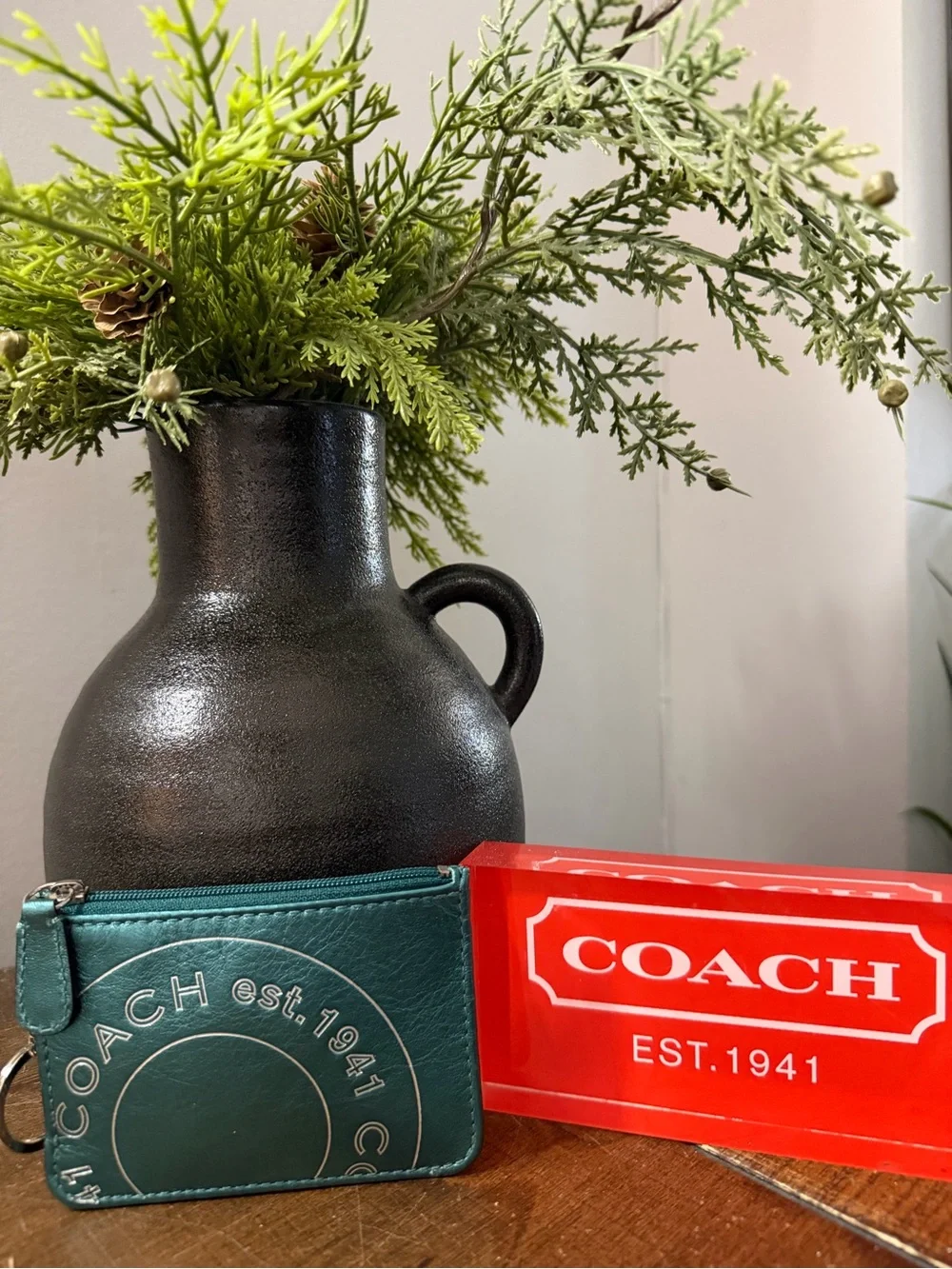Coach Teal Key Ring Case